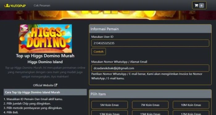 Cara Top Up Higgs Domino Via DANA Murah Dan Cepat 2026